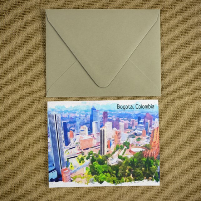 Cartão Postal Belo Bogota Colômbia Cidade Panorama (bogota colombia panorama view travel postcard)