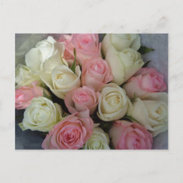 Cartão Postal Belo Buquê de Rosas Brancas e Rosas