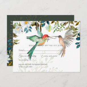 Cartão Postal Belo casamento de Casais de HUMMINGBIRDS