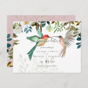 Cartão Postal Belo casamento de Casais de HUMMINGBIRDS