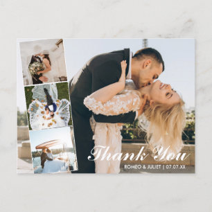 Cartão Postal Belo Casamento de Colagem Fotográfica Elegante 4 O
