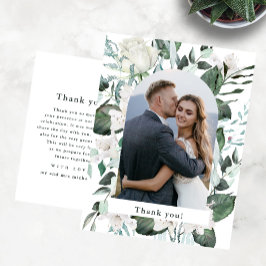 Cartão Postal Belo Casamento Floral De Fotos Obrigado Mensagem