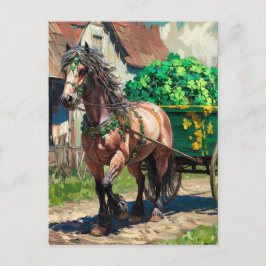 Cartão Postal Belo Cavalo Puxando uma Carga de Camarões