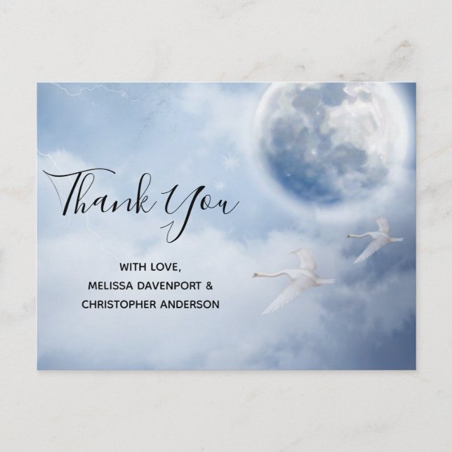 Cartão Postal Belo Céu Azul com Cisnes Voadoras (Frente)