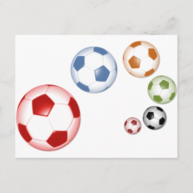 Cartão Postal Belo conjunto de bolas de futebol (Frente)