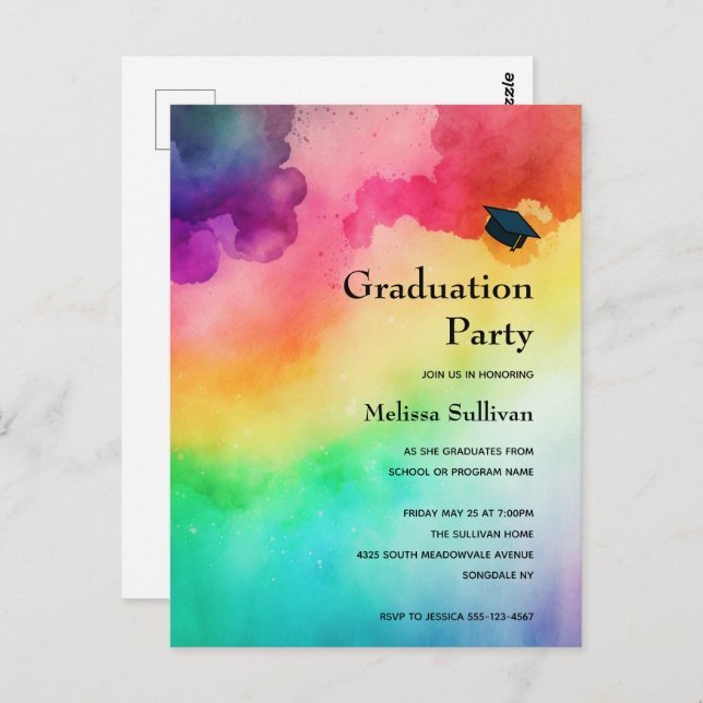 Cartão Postal Belo design abstrato das cores do arco-íris (Frente/Verso)