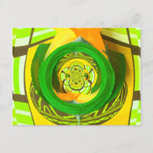 Cartão Postal Belo Design de Gráfico Floral Rosa Amarelo Rosa Am