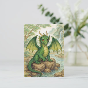 Cartão Postal Belo dragão verde