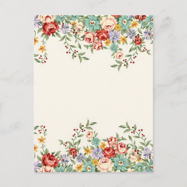 Cartão Postal Belo e elegante primavera de buquês florais (Frente)