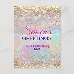 Cartão Postal Belo e iridescente ouro reluzente Ano Novo