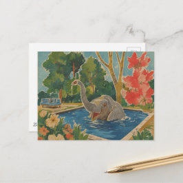 Cartão Postal Belo Elefante na piscina