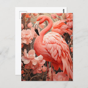 Cartão Postal Belo Flamingo Rosa