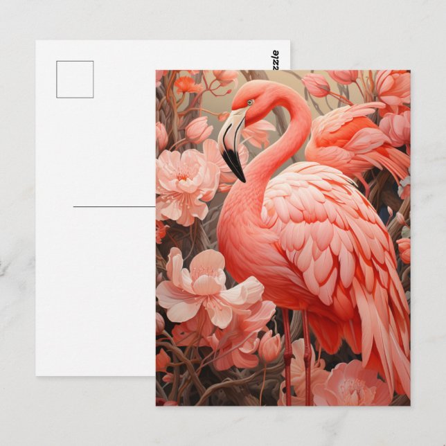 Cartão Postal Belo Flamingo Rosa (Frente/Verso)