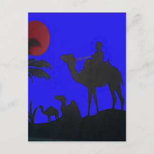 Cartão Postal Belo Impressão de Arte Sunset Camel Safari