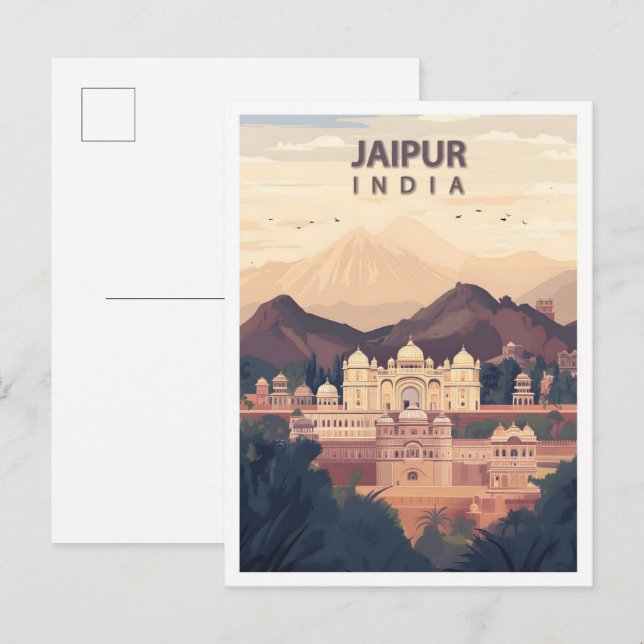 Cartão Postal Belo lugar, Jaipur India Illustração Viagem (Frente/Verso)