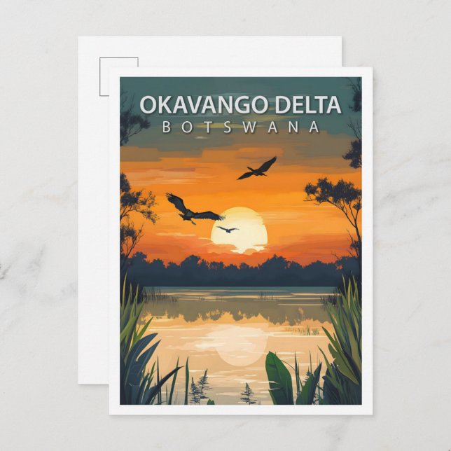 Cartão Postal Belo lugar Okavango Delta Botswana Viagem (Frente/Verso)