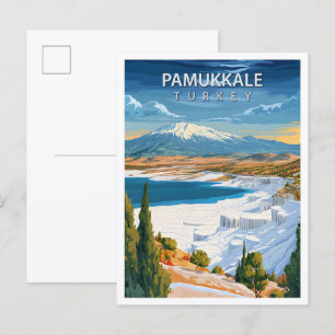 Cartão Postal Belo lugar Pamukkale Turquia Art Viagem