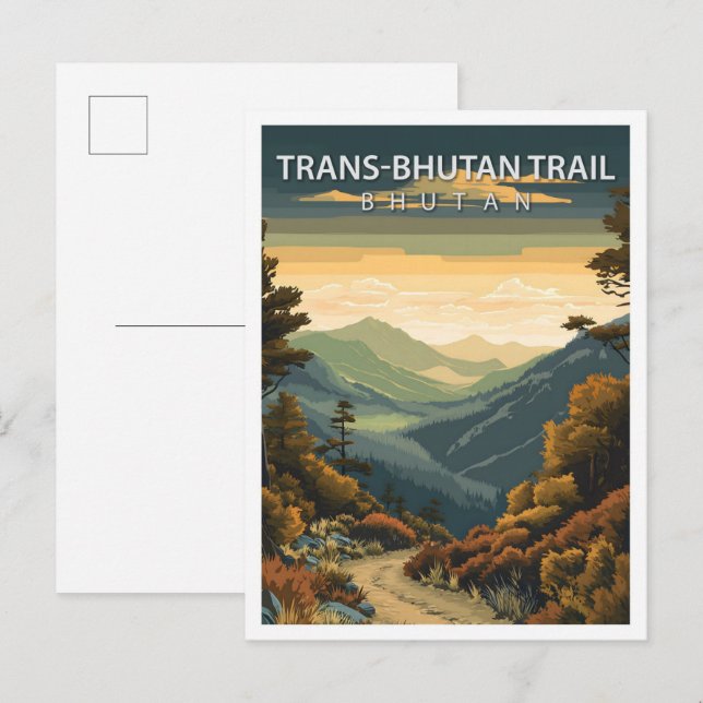 Cartão Postal Belo lugar Trans Bhutan Trail Bhutan Viagem (Frente/Verso)