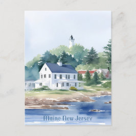 Cartão Postal Belo Maine New Jersey Watercolor Art