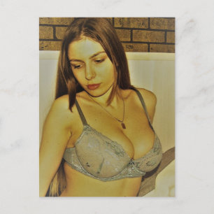Cartão Postal Belo modelo de lingerie, foto de vintage