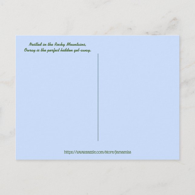 Cartão Postal Belo Ouray, Colorado (Verso)