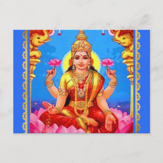 Cartão Postal Belo Ouro Lakshmi Diwali Deusa