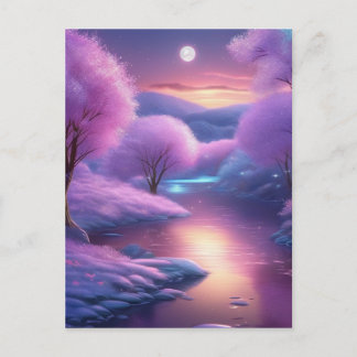Cartão Postal Belo pano de fundo roxo numa noite de inverno