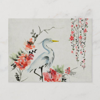 Cartão Postal belo pássaro-guará asiático