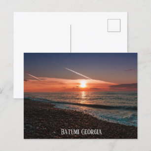 Cartão Postal Belo pôr do sol no mar. Batumi Georgia