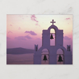 Cartão Postal Belo pôr do sol: Santorini Fira no pôr do sol, Gré
