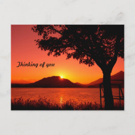 Cartão Postal Belo Queda Tranquilo Sunset Lake Mountain