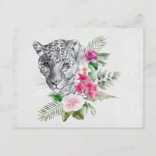 Cartão Postal Belo Retrato de Cabeça de Leopardo em Aquarela