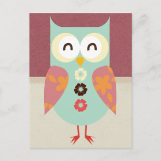 Cartão Postal Belo Retro Owl
