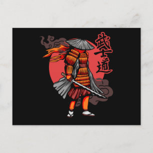 Cartão Postal Belo Retro Samurai - Samurai segurando Katana