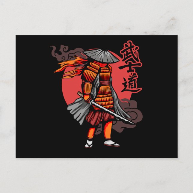 Cartão Postal Belo Retro Samurai - Samurai segurando Katana (Frente)