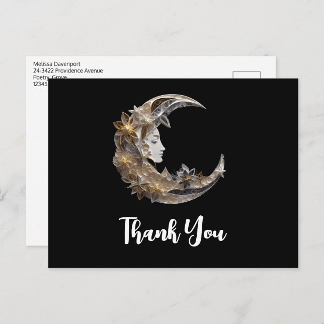 Cartão Postal Belo Rosto na Lua Obrigado (Frente/Verso)