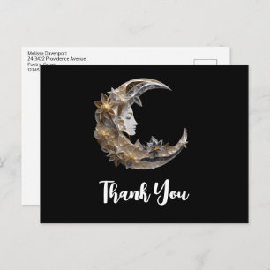 Cartão Postal Belo rosto na lua Obrigado