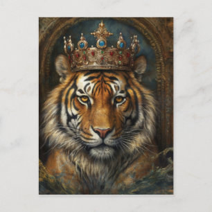 Cartão Postal Belo Tigre em uma Coroa