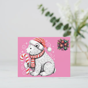 Cartão Postal Belo Urso Polar de Natal