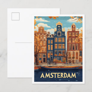Cartão Postal Belo Viagem de Ilustração de Arte de Amsterdã