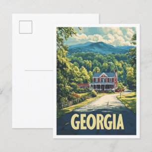 Cartão Postal Belo Viagem de Ilustração Vintage Georgia USA