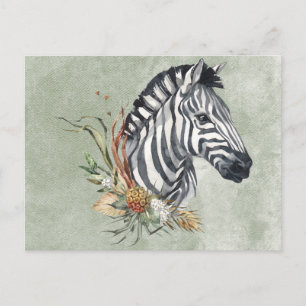 Cartão Postal Belo Zebra em Aquarela