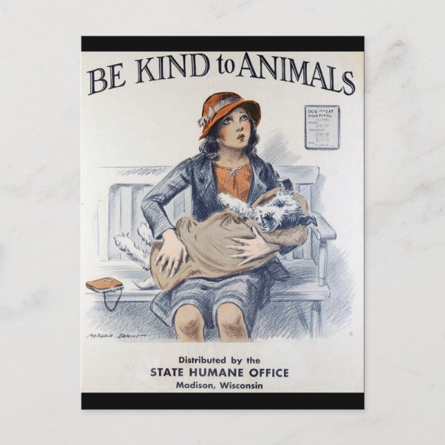 Cartão Postal Bem-estar animal em vinheta (Frente)