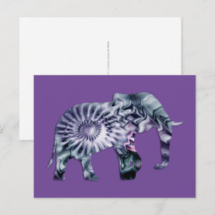 Cartão Postal Bem-Estar Animal - Fractal de Silhueta de Elefante