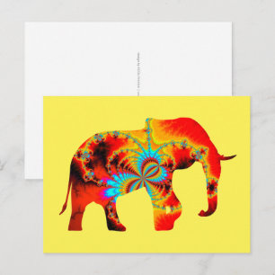 Cartão Postal Bem-Estar Animal - Fractal de Silhueta de Elefante