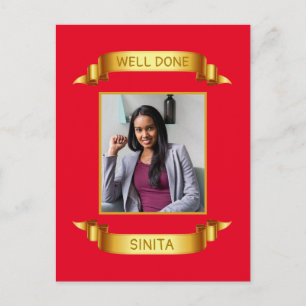 Cartão Postal Bem Feito Pergaminho Dourado, Foto Personalizada -