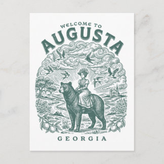 Cartão Postal Bem-vindo a Augusta Geórgia Estilo Vintage