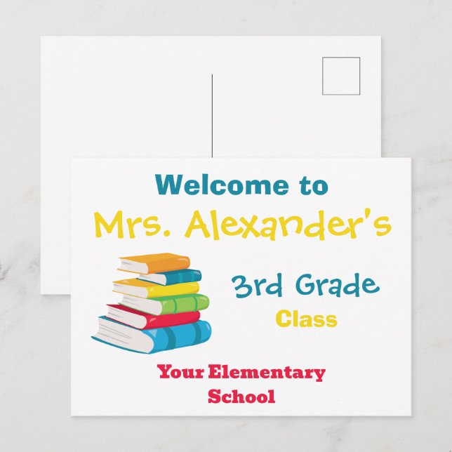 Cartão Postal Bem-vindo à aula de volta à escola (Frente/Verso)