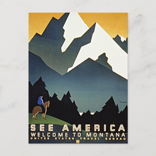 Cartão Postal Bem-vindo a Montana. (Frente)
