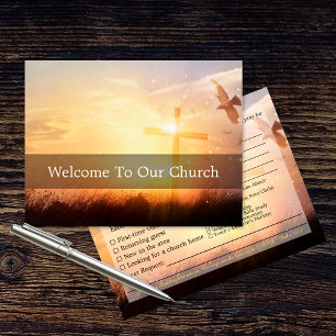 Cartão Postal Bem-vindo à Nossa Igreja Sunrise Dove Visitantes